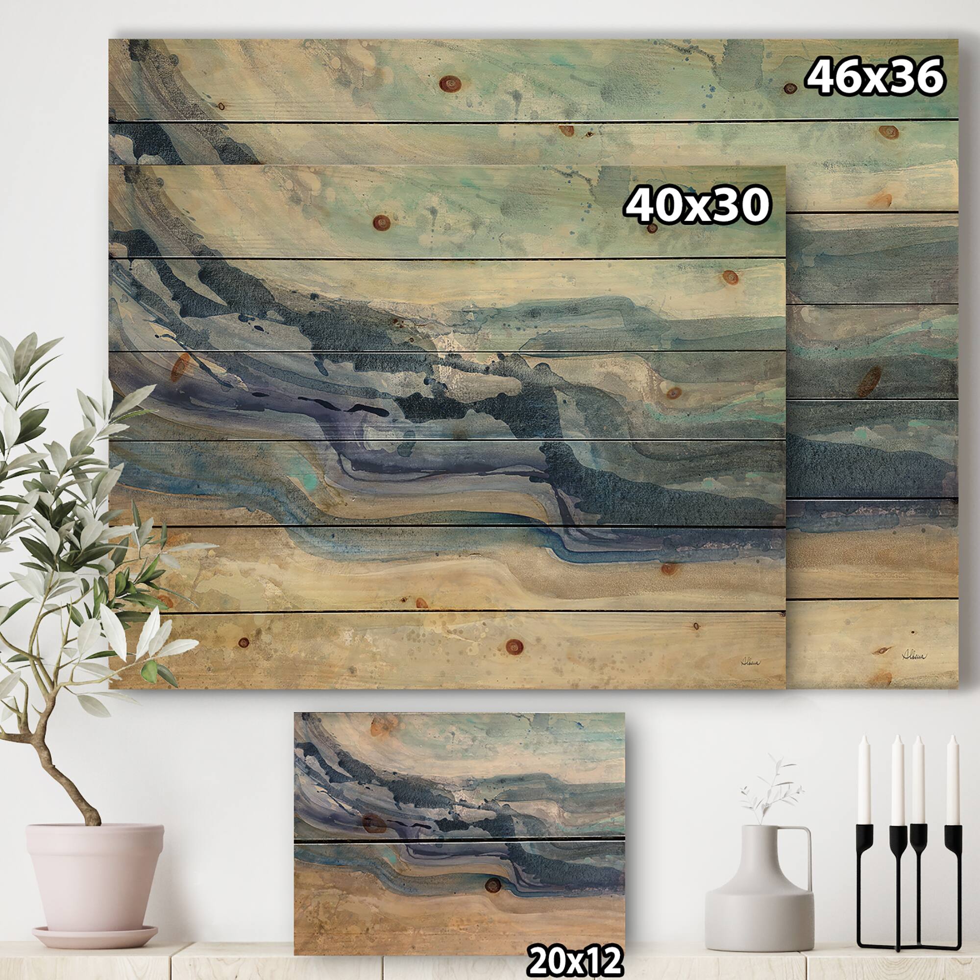 Designart - Coast Blue Sea Waves Watercolour